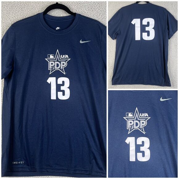 Nike USA #13 Morgan Team USA  T-Shirt Large Blue Dri Fit  Swoosh Short Sleeve - Picture 8 of 8